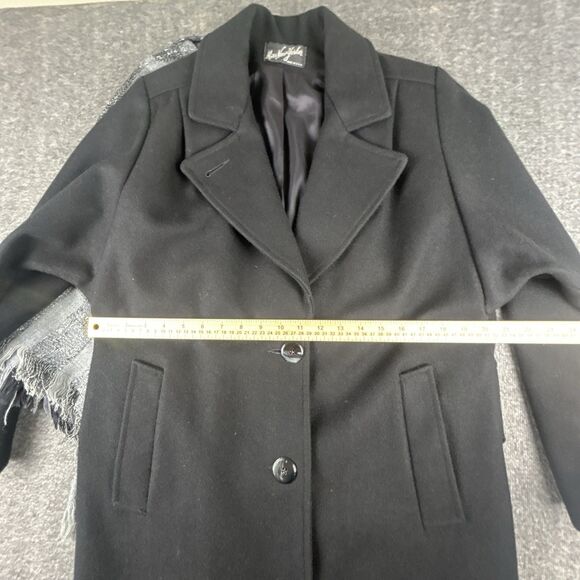 VTG Miss New Yorker Wool Blend Scarf Coat Womens Sz L Black USA Made 90s Winter - Picture 11 of 14